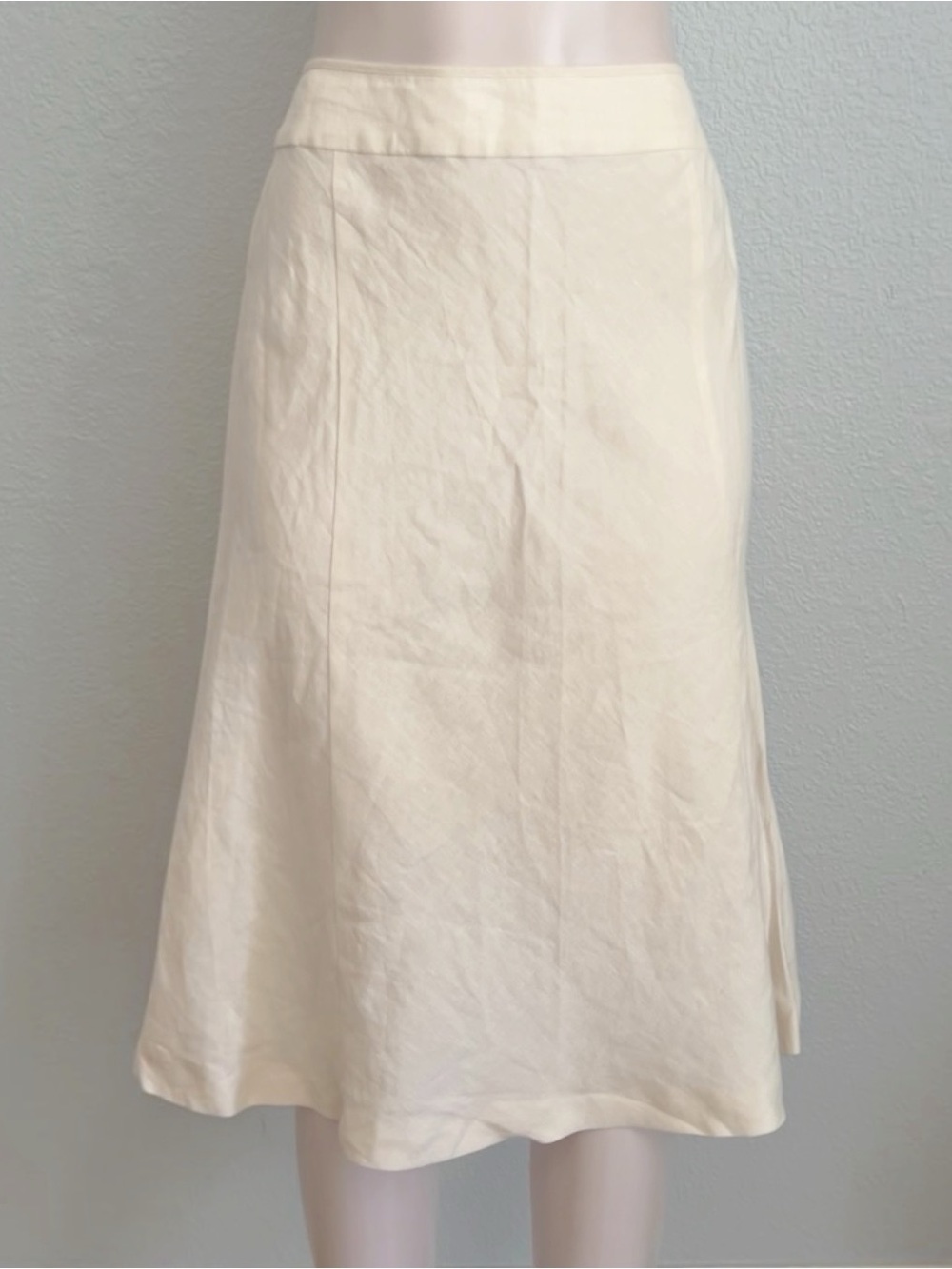 Franco Callegari Cream 100% Linen A Line Midi Skirt IT 40 US S Lagenlook